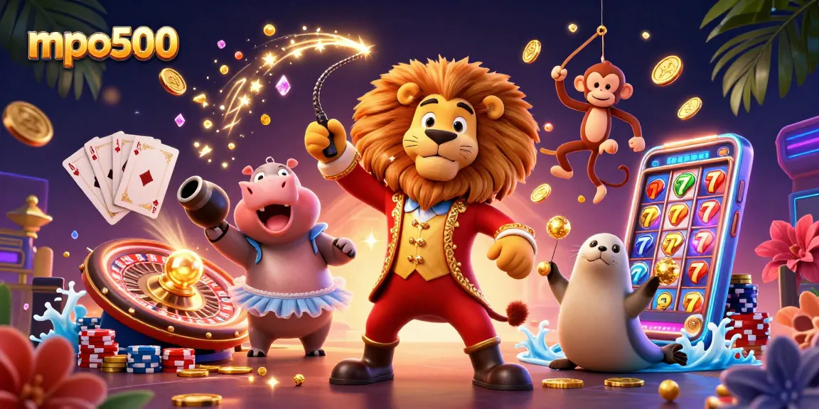 Engage with mpo500 action as the animated circus characters bring casino excitement to life.