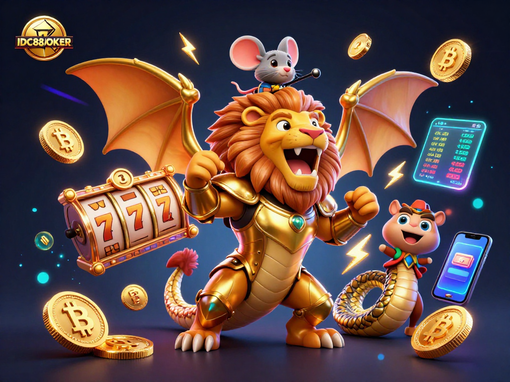 Engage with IDC88JOKER for a thrilling online slot experience featuring vibrant characters and digital elements.