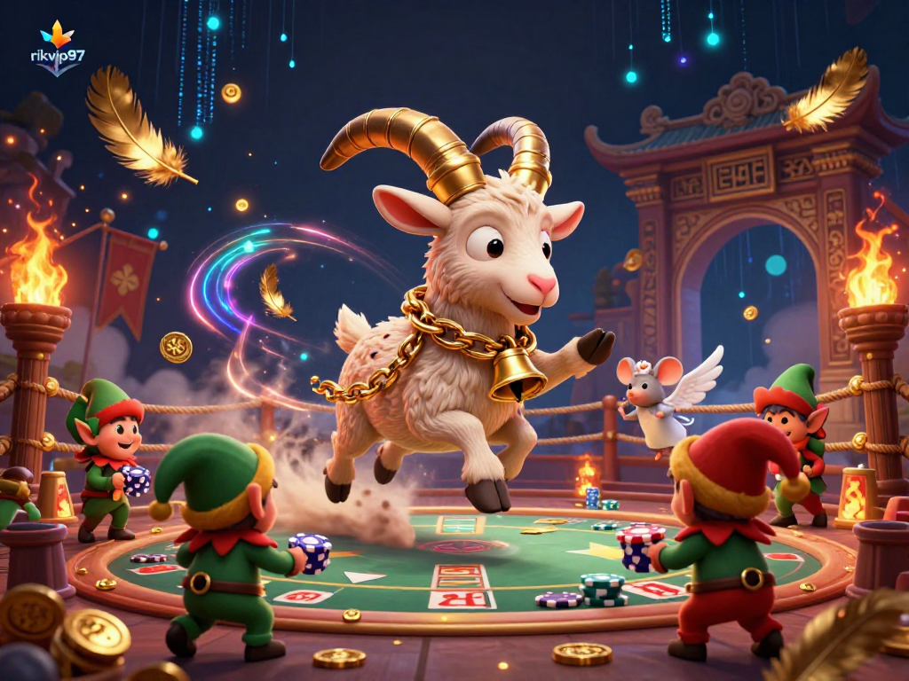 Experience the thrill at rikvip97’s festive casino, where a 3D cartoon Krampus goat oversees playful action among mischief-making gremlins!
