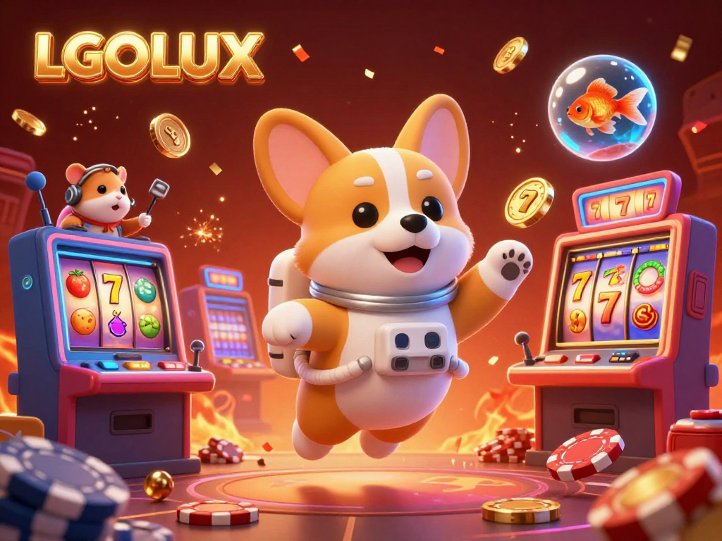 Experience thrilling slot gaming adventures with LGOLUX in a vibrant space casino scene.