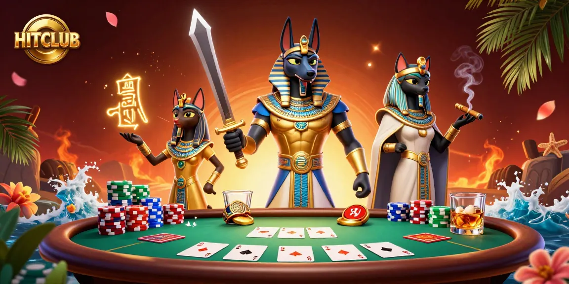 Engage in HITCLUB's vibrant casino scene with Anubis, Bastet, and dynamic poker elements.