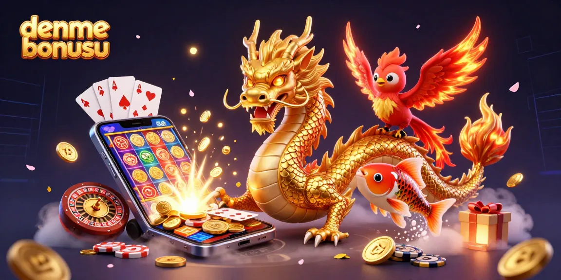 Experience thrilling deneme bonusu offers in this vibrant casino-themed illustration