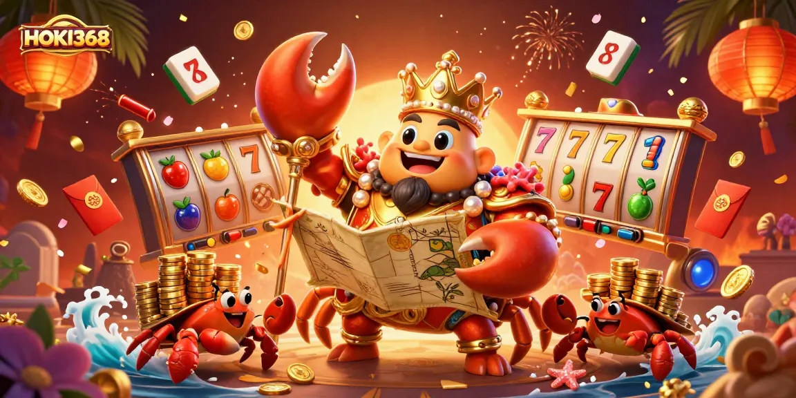 Experience exciting HOKI368 action with a massive crab emperor in a vibrant gambling scene