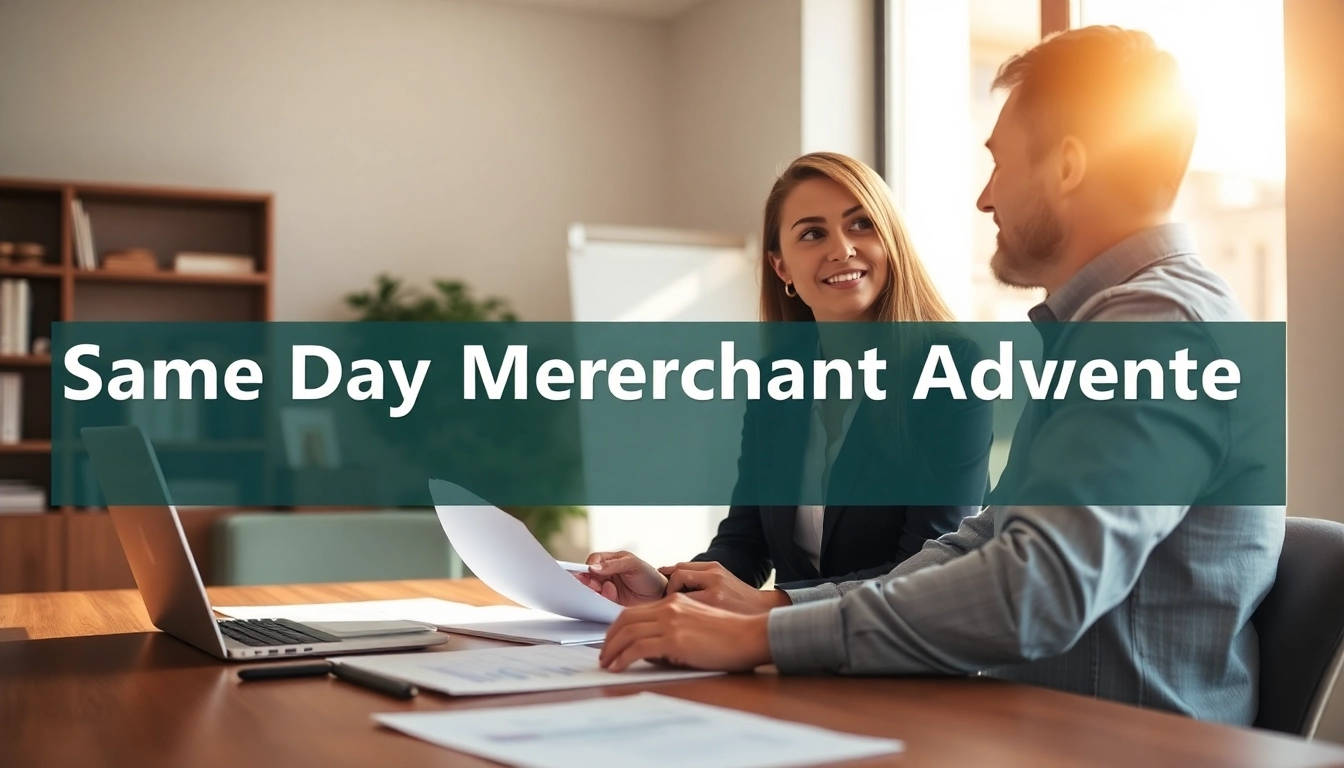 Discussing same day merchant cash advance solutions with a financial advisor.