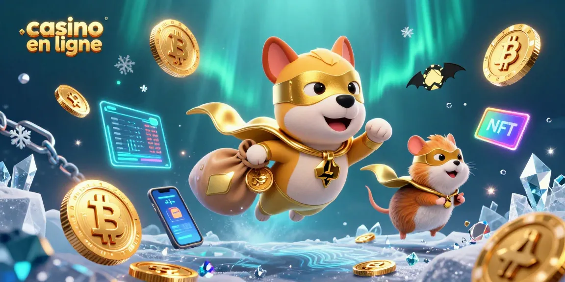Amusez-vous avec le casino en ligne en jouant avec un chien héros et un hamster, en plein vol et des pièces d'or autour.
