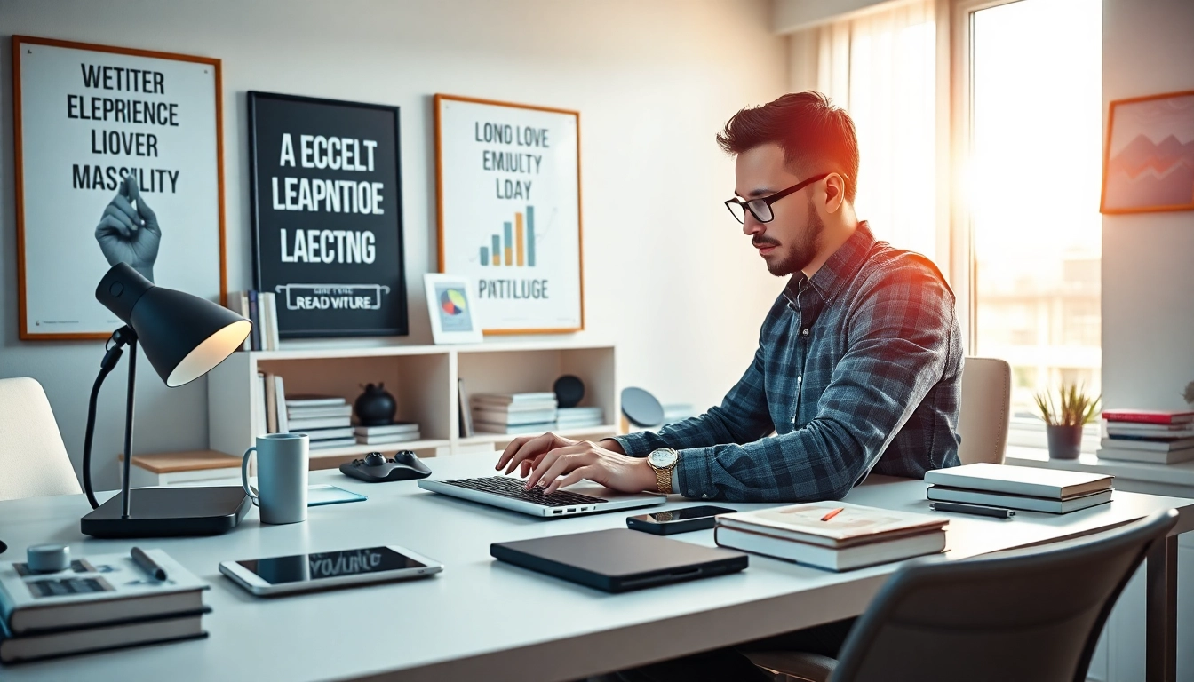 Engaged digital entrepreneur leveraging tools from Editorialge Media for business growth.