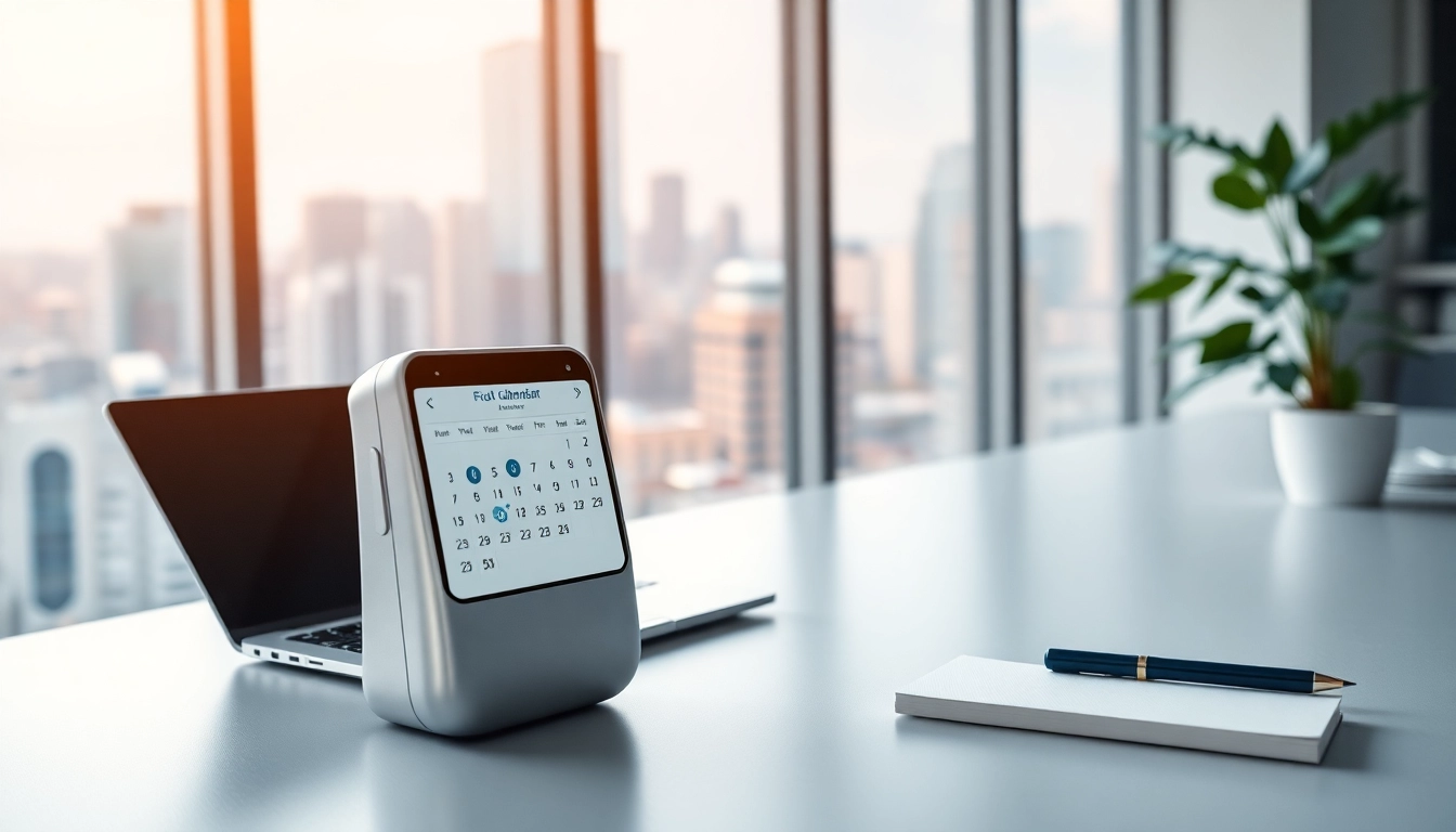 Manage your schedule efficiently with the AI calendar assistant in a sleek workspace setting.