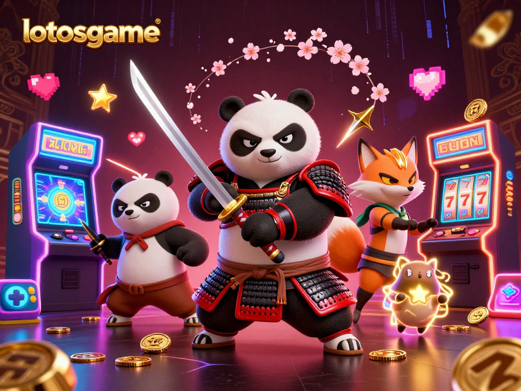 Engage with lotosgame’s vibrant casino action featuring a samurai panda, ninja fox, and fun gaming elements.