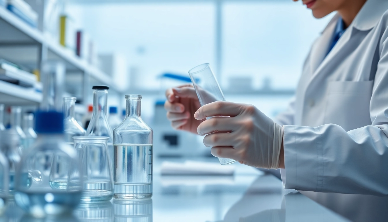 Scientist analyzing dimethyl sulfoxide in a laboratory setting, showcasing its properties and applications.